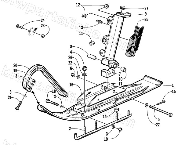SKI AND SPINDLE ASSEMBLY diagram