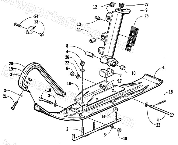 SKI AND SPINDLE ASSEMBLY diagram