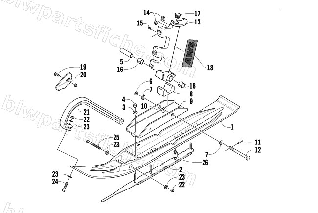 SKI AND SPINDLE ASSEMBLY diagram