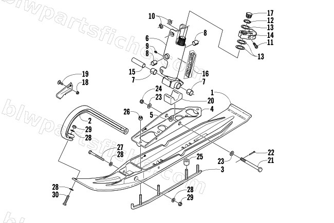 SKI AND SPINDLE ASSEMBLY diagram