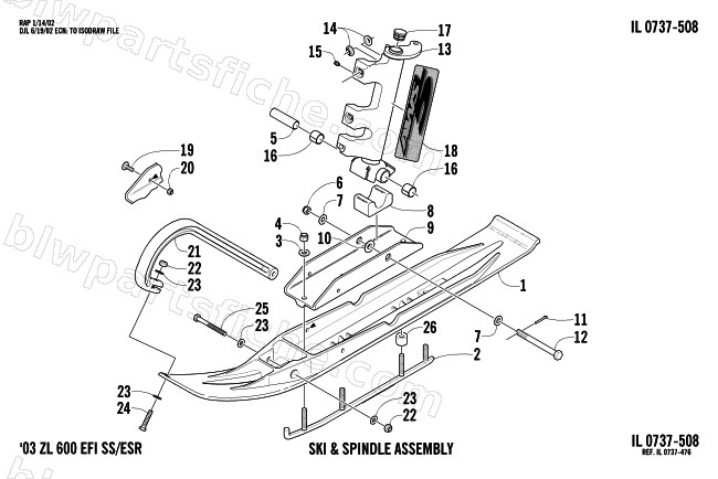 SKI AND SPINDLE ASSEMBLY diagram