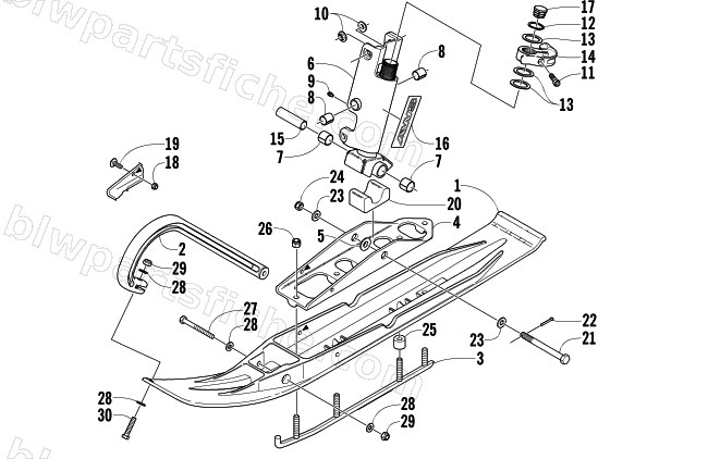 SKI AND SPINDLE ASSEMBLY diagram