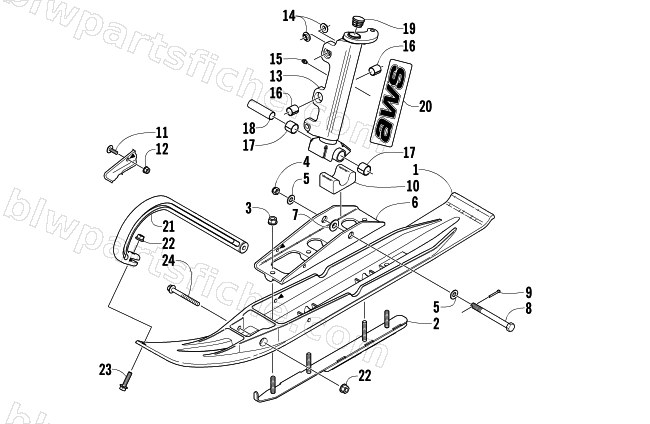 SKI AND SPINDLE ASSEMBLY diagram