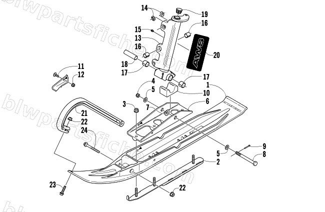 SKI AND SPINDLE ASSEMBLY diagram