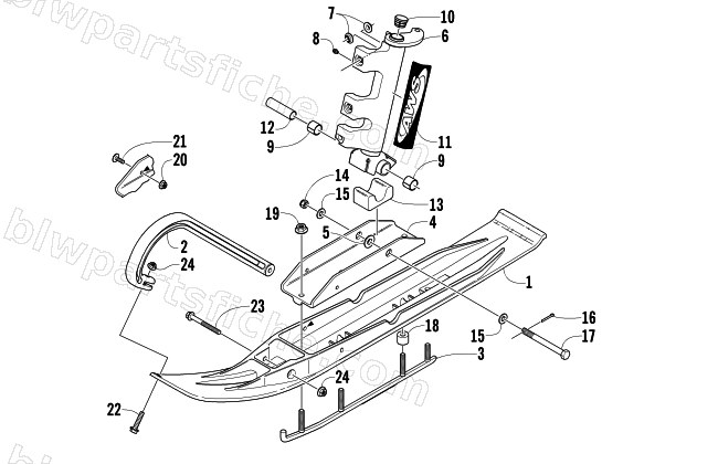 SKI AND SPINDLE ASSEMBLY diagram