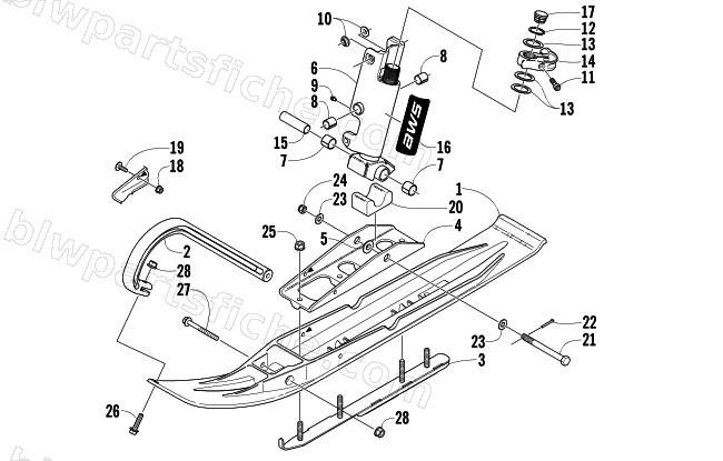 SKI AND SPINDLE ASSEMBLY diagram