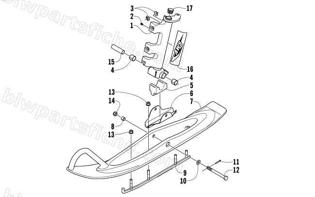 SKI AND SPINDLE ASSEMBLY diagram