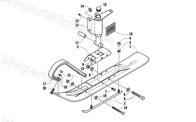 SKI AND SPINDLE ASSEMBLY diagram