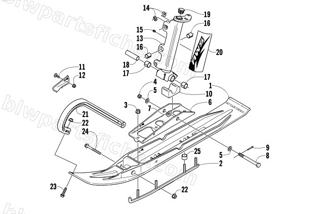 SKI AND SPINDLE ASSEMBLY diagram