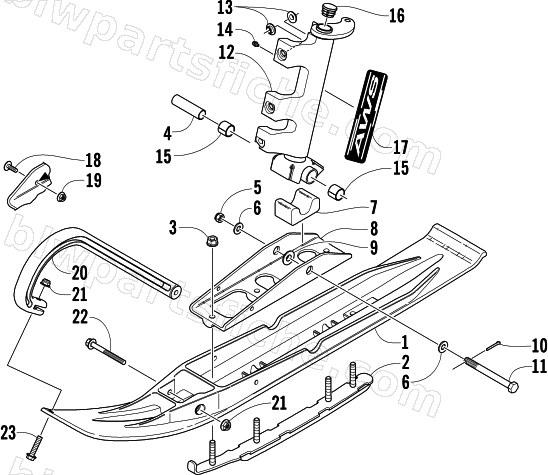SKI AND SPINDLE ASSEMBLY diagram