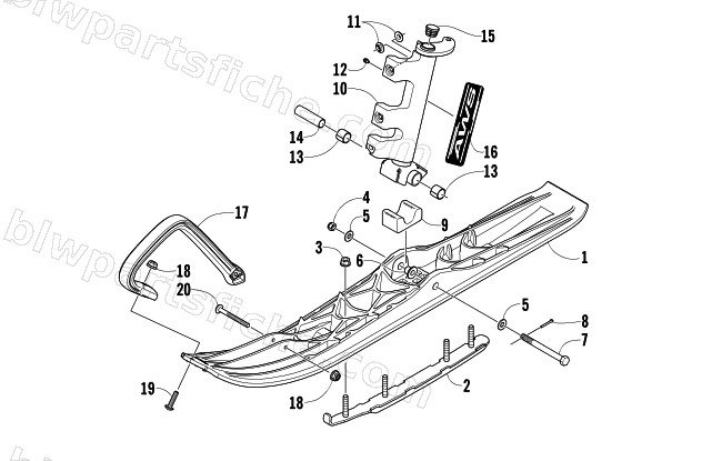 SKI AND SPINDLE ASSEMBLY diagram