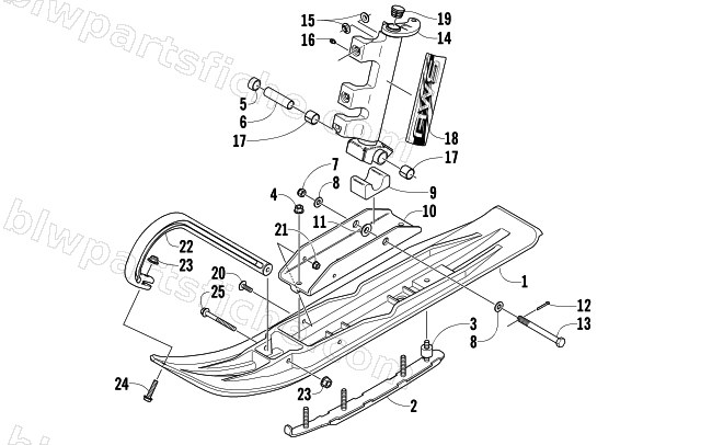 SKI AND SPINDLE ASSEMBLY diagram