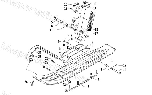SKI AND SPINDLE ASSEMBLY diagram