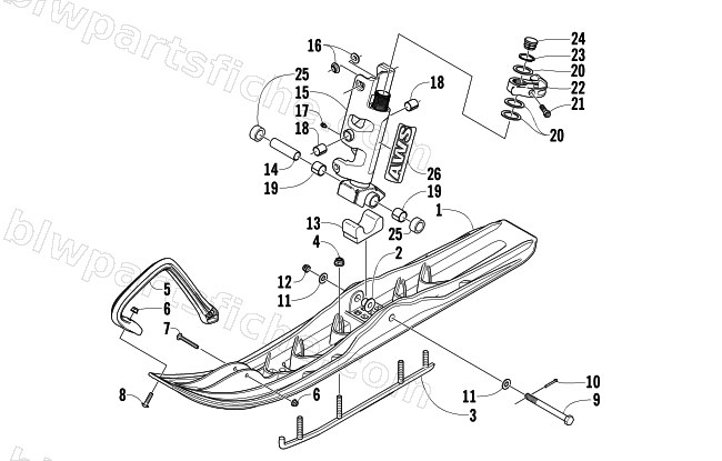 SKI AND SPINDLE ASSEMBLY diagram