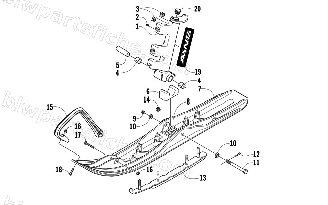 SKI AND SPINDLE ASSEMBLY diagram