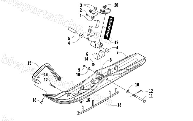 SKI AND SPINDLE ASSEMBLY diagram
