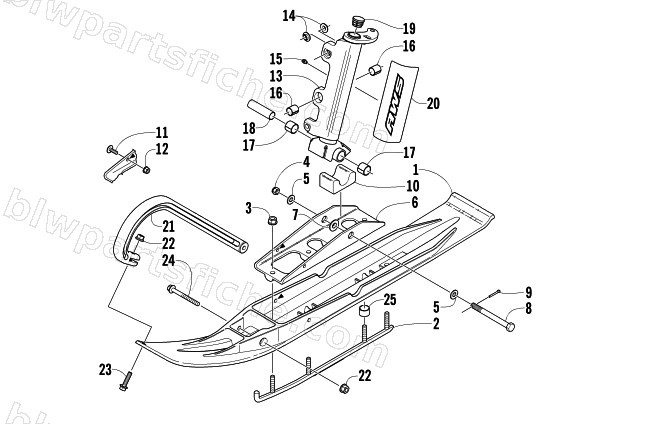 SKI AND SPINDLE ASSEMBLY diagram