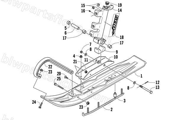 SKI AND SPINDLE ASSEMBLY diagram