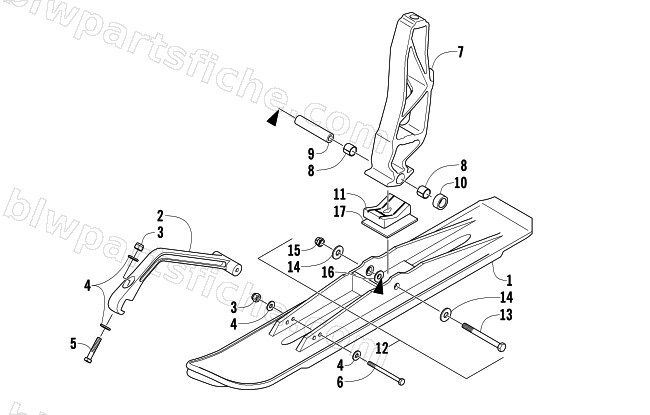 SKI AND SPINDLE ASSEMBLY diagram