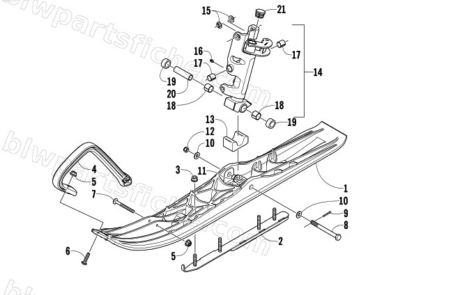 SKI AND SPINDLE ASSEMBLY diagram