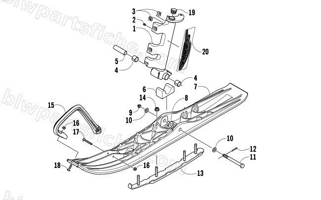 SKI AND SPINDLE ASSEMBLY diagram