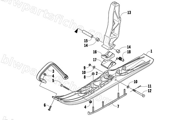 SKI AND SPINDLE ASSEMBLY diagram