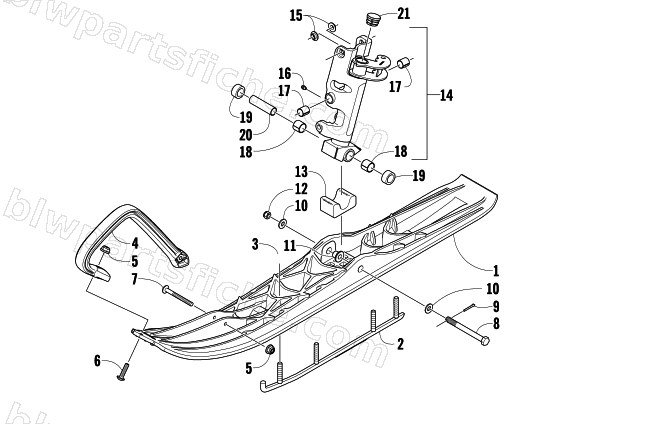 SKI AND SPINDLE ASSEMBLY diagram