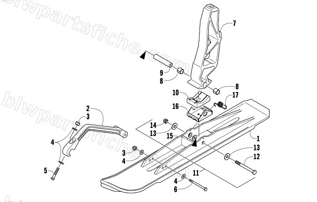 SKI AND SPINDLE ASSEMBLY diagram