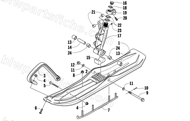 SKI AND SPINDLE ASSEMBLY diagram