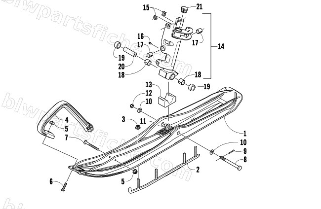 SKI AND SPINDLE ASSEMBLY diagram