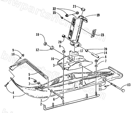 SKI AND SPINDLE ASSEMBLY diagram