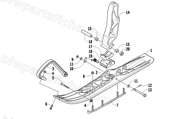 SKI AND SPINDLE ASSEMBLY diagram