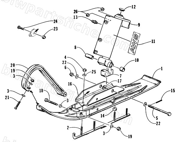SKI AND SPINDLE ASSEMBLY diagram