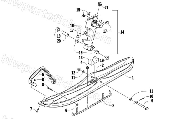 SKI AND SPINDLE ASSEMBLY diagram