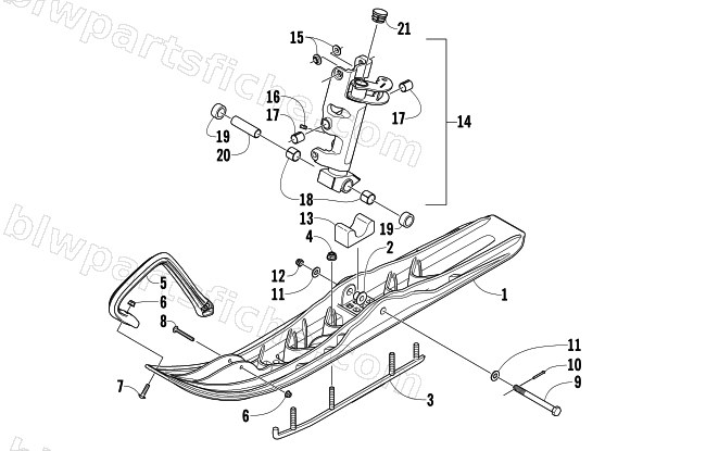 SKI AND SPINDLE ASSEMBLY diagram