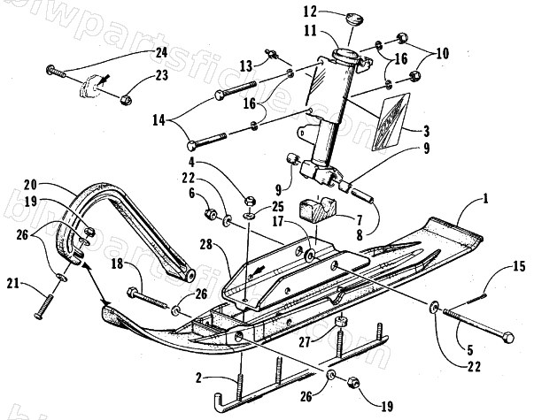 SKI AND SPINDLE ASSEMBLY diagram