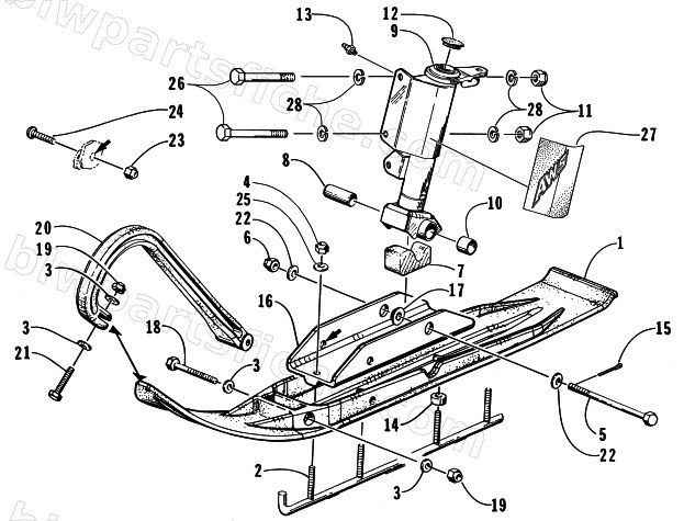 SKI AND SPINDLE ASSEMBLY diagram