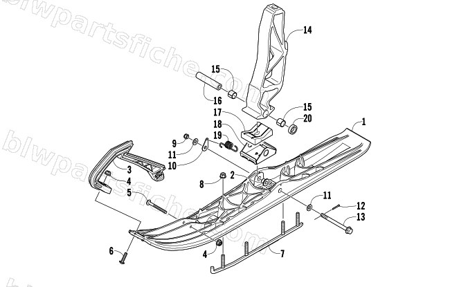 SKI AND SPINDLE ASSEMBLY diagram