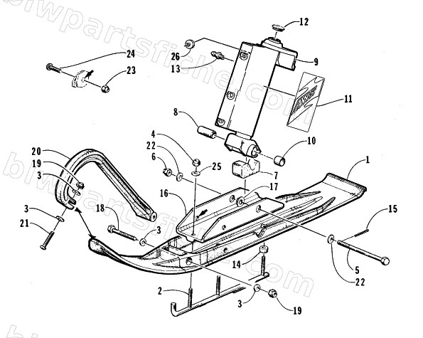 SKI AND SPINDLE ASSEMBLY diagram
