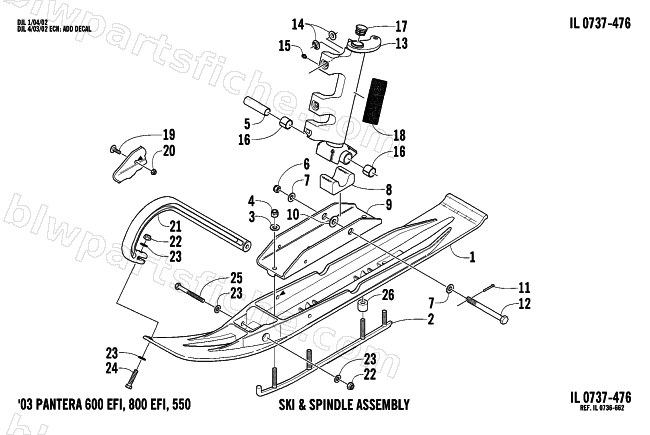 SKI AND SPINDLE ASSEMBLY (International) diagram