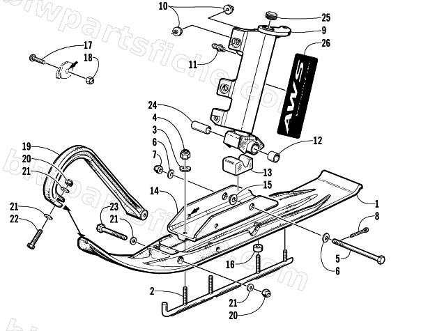 SKI AND SPINDLE ASSEMBLY (International) diagram