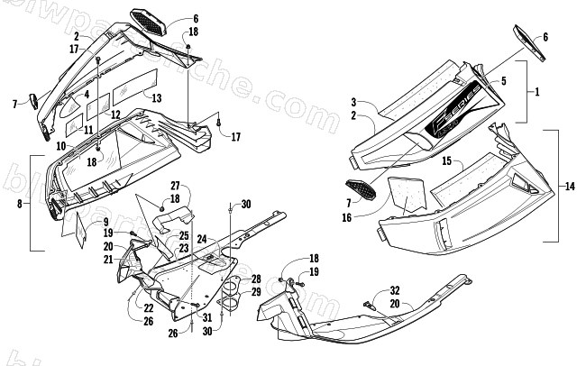 SKID PLATE AND SIDE PANEL ASSEMBLY diagram