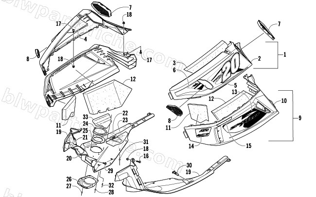 SKID PLATE AND SIDE PANEL ASSEMBLY diagram