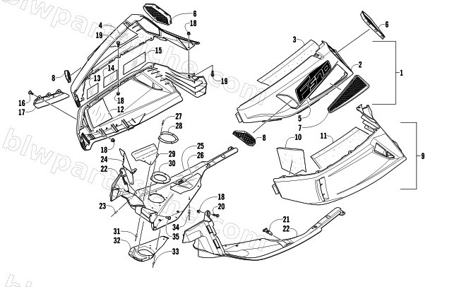 SKID PLATE AND SIDE PANEL ASSEMBLY diagram