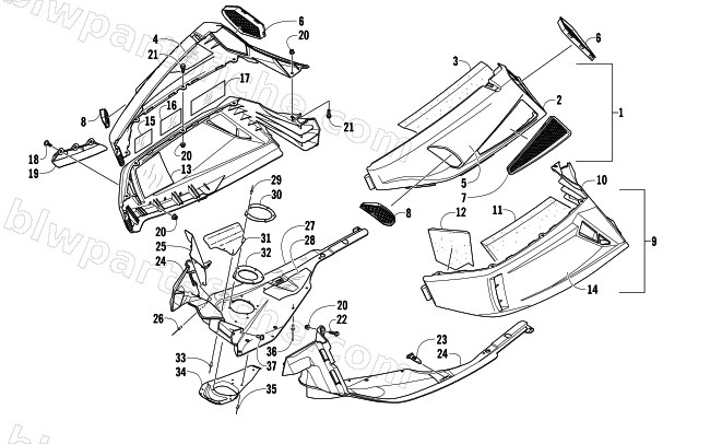 SKID PLATE AND SIDE PANEL ASSEMBLY diagram