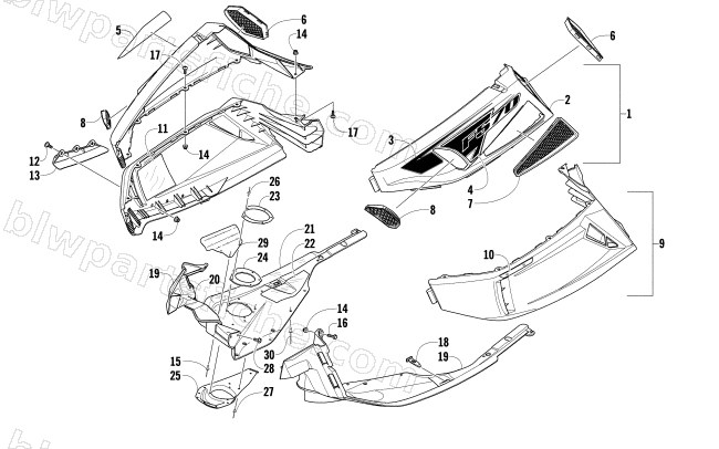 SKID PLATE AND SIDE PANEL ASSEMBLY diagram