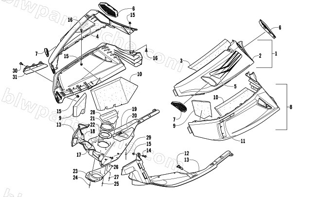 SKID PLATE AND SIDE PANEL ASSEMBLY diagram
