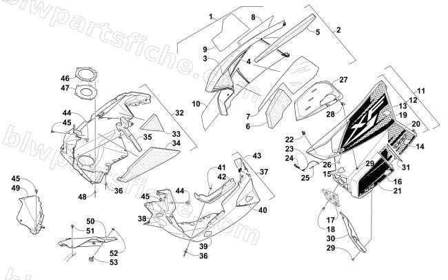 SKID PLATE AND SIDE PANEL ASSEMBLY diagram