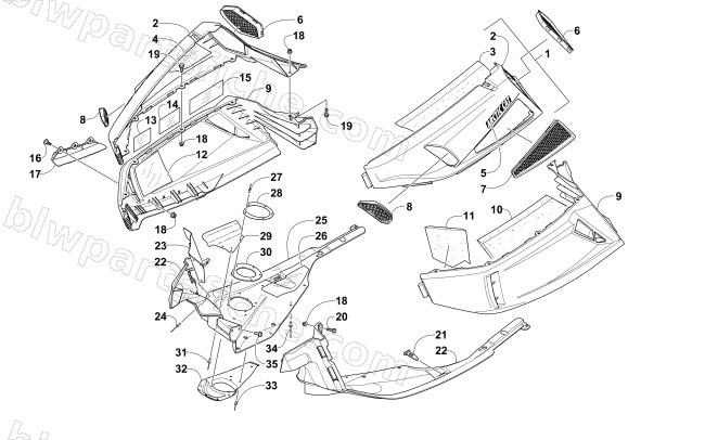 SKID PLATE AND SIDE PANEL ASSEMBLY diagram
