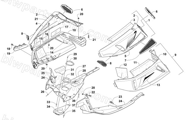 SKID PLATE AND SIDE PANEL ASSEMBLY diagram